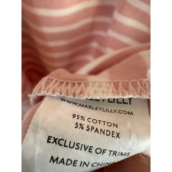 Marleylilly Pink White Striped Long Sleeve Crewneck Tunic Shirt Women's Medium - Picture 4 of 4